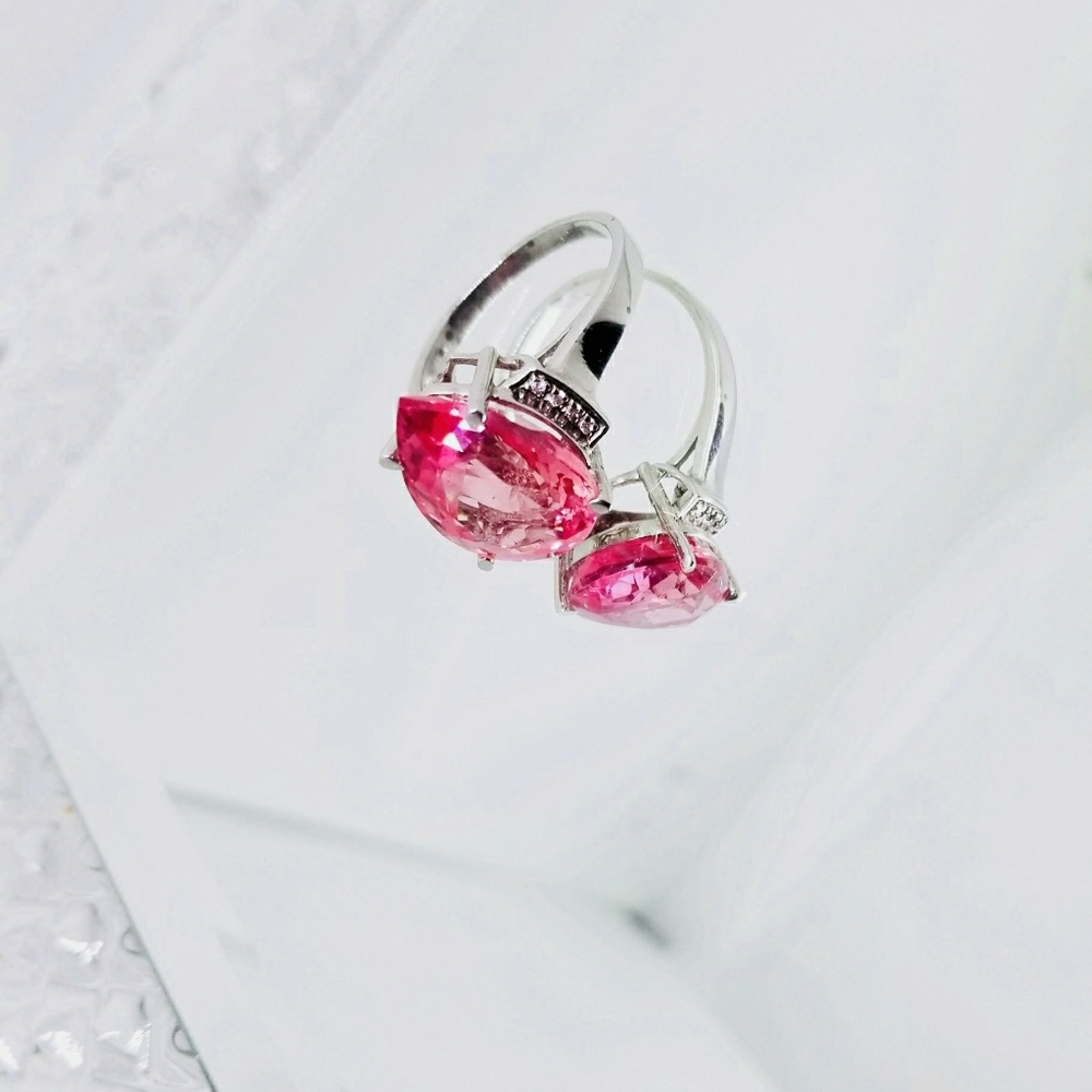 🎀8.5CT! PRETTY IN PINK SAPPHIRE/DIAMOND RING🎀7.5 - Picture 2 of 3